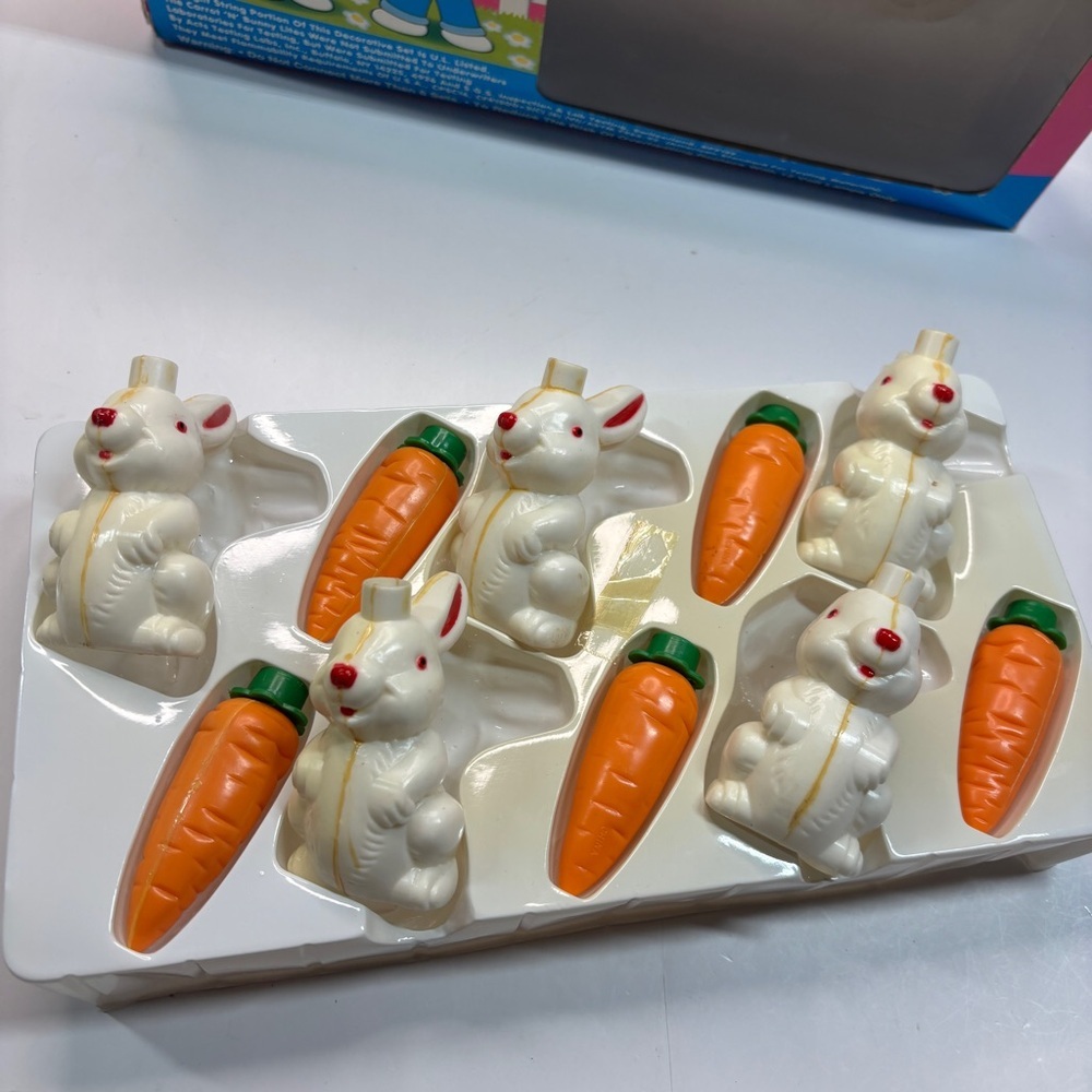 Vintage Carrot N Bunny Lights Blow Mold String Lights Easter - Picture 9 of 14
